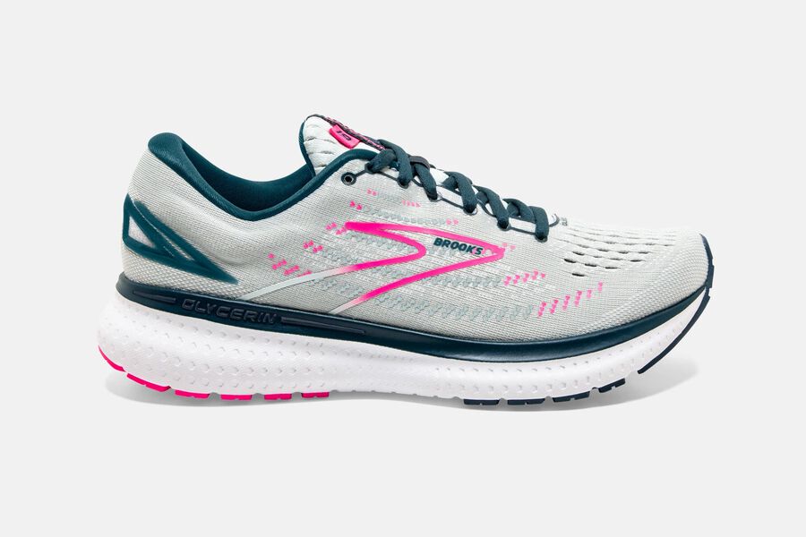 Brooks Israel Glycerin 19 Road Running Shoes Womens - White/Pink - ZGN-574382